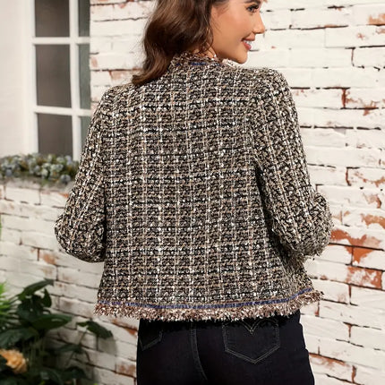 Aveline's Elegant Tweed Jacket With Gold Buttons