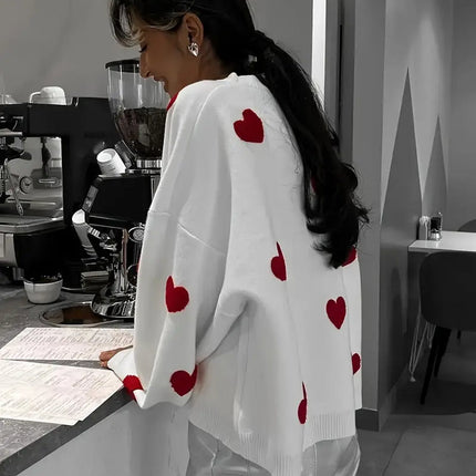 Aveline's Oversized Knit Sweat With Cute Heart Print