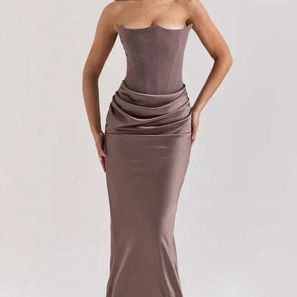 Aveline's Elegant Satin Maxi Dress