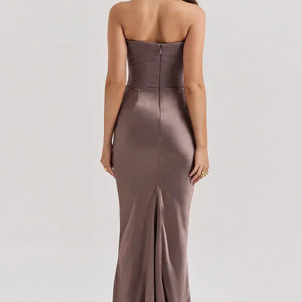 Aveline's Elegant Satin Maxi Dress