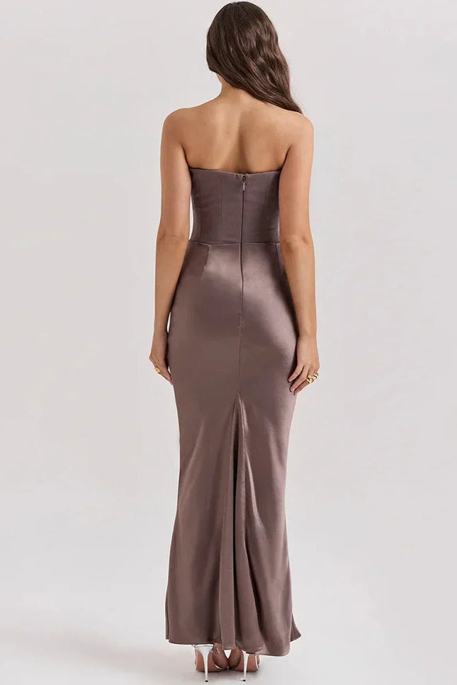Aveline's Elegant Satin Maxi Dress