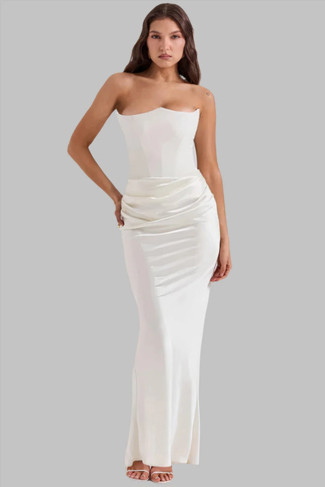 Aveline's Elegant Satin Maxi Dress