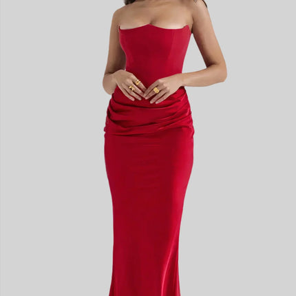 Aveline's Elegant Satin Maxi Dress