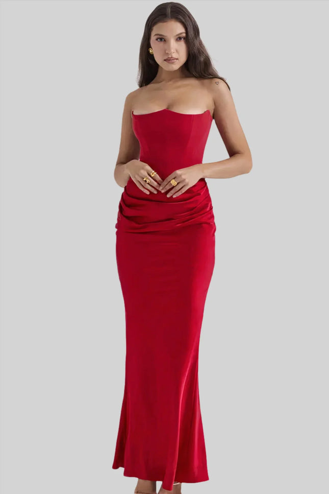 Aveline's Elegant Satin Maxi Dress