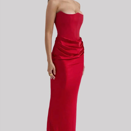 Aveline's Elegant Satin Maxi Dress