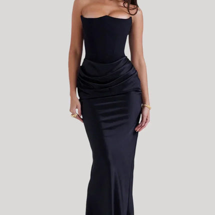 Aveline's Elegant Satin Maxi Dress