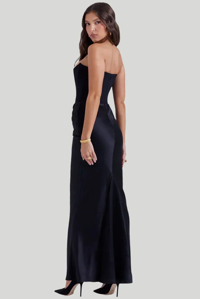 Aveline's Elegant Satin Maxi Dress