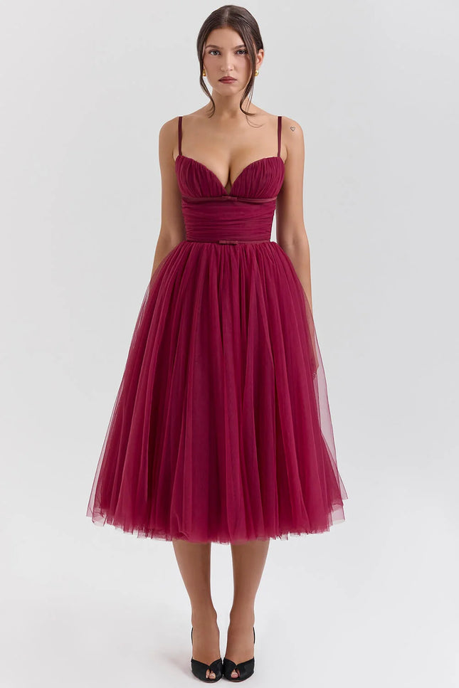 Aveline's Enchanted Allure Tulle Midi Dress