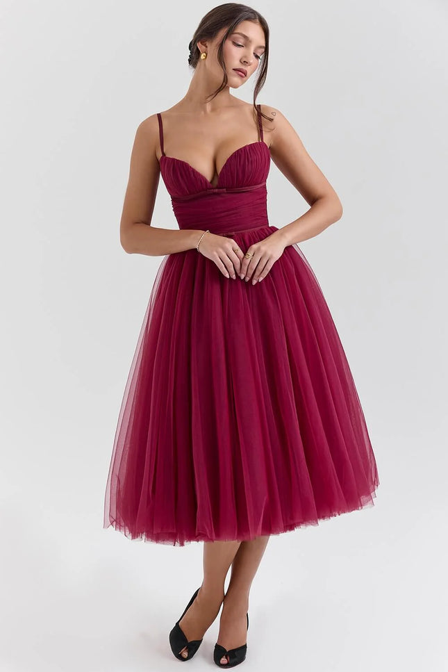 Aveline's Enchanted Allure Tulle Midi Dress