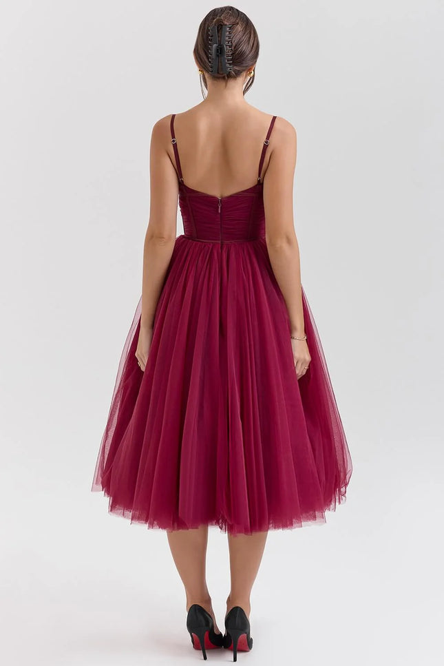 Aveline's Enchanted Allure Tulle Midi Dress