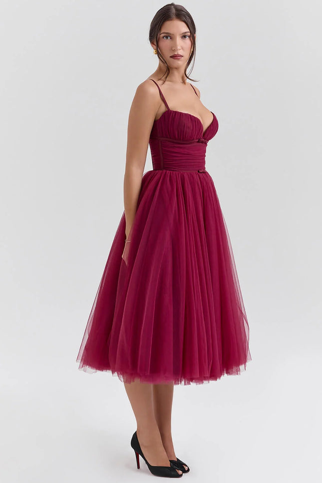 Aveline's Enchanted Allure Tulle Midi Dress