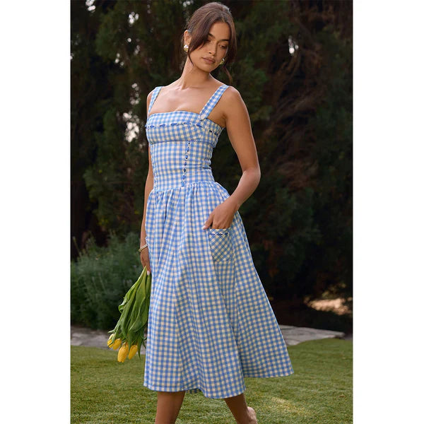 Aveline's Pastoral Elegance Corset Midi Dress