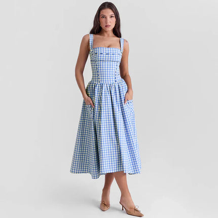 Aveline's Pastoral Elegance Corset Midi Dress
