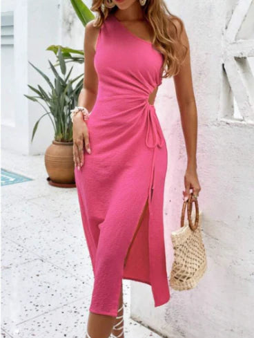 Aveline's Ribbed Cut-Out Midi Dress