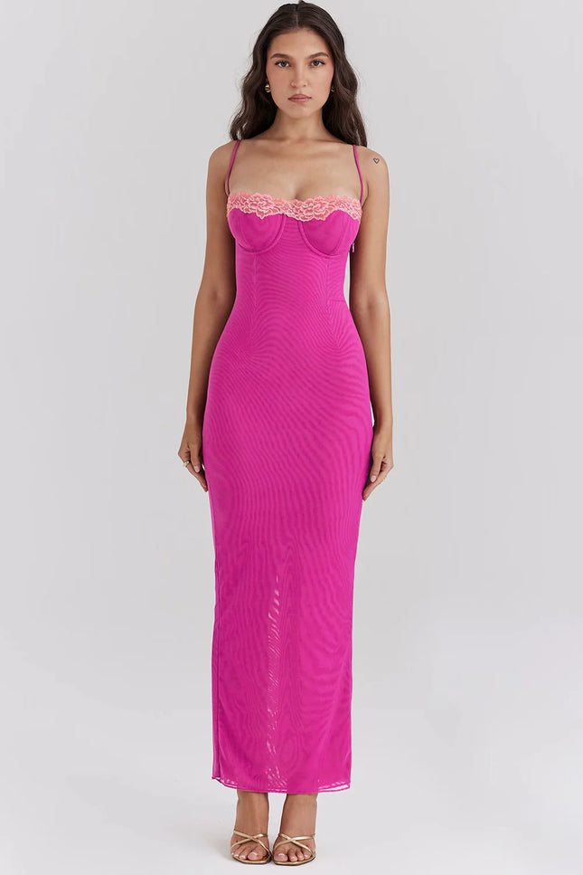 Aveline's Sun-Kissed Lace Maxi Dress