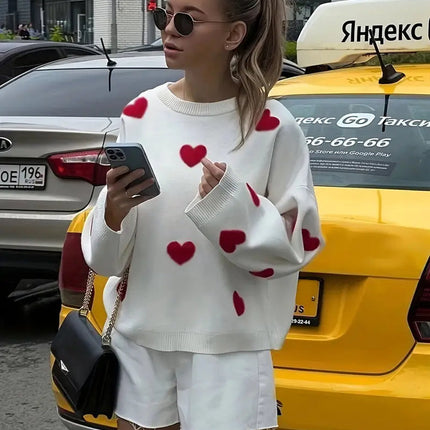 Aveline's Oversized Knit Sweat With Cute Heart Print